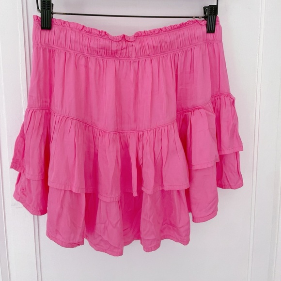 Aerie Pink Tiered Loose Flowy Skirt Pool To Party Skirt Size small - Picture 2 of 4